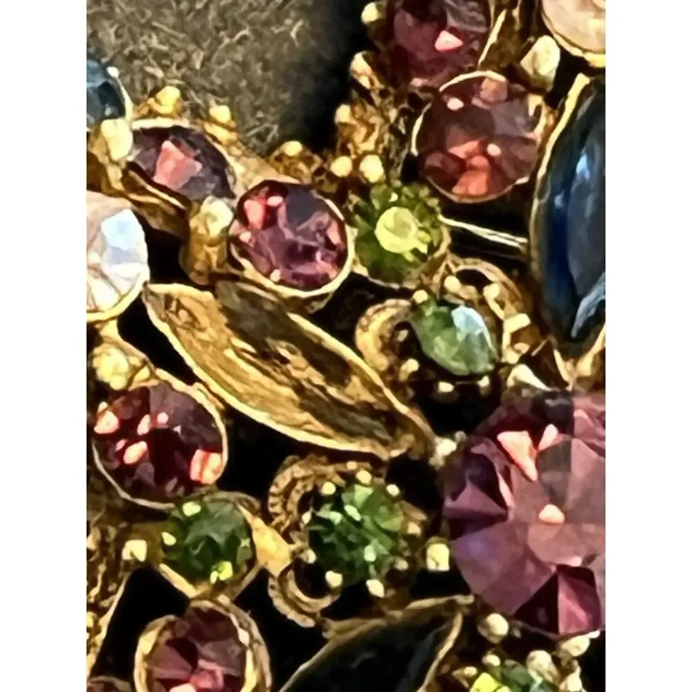Vintage Signed FLORENZA Starfish Brooch Purple Blue Green MISSING 2 STONES